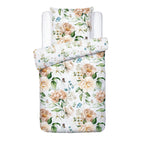 Copripiumino + Federe In Raso Di Cotone - Bianco - Giardino Di Fiori