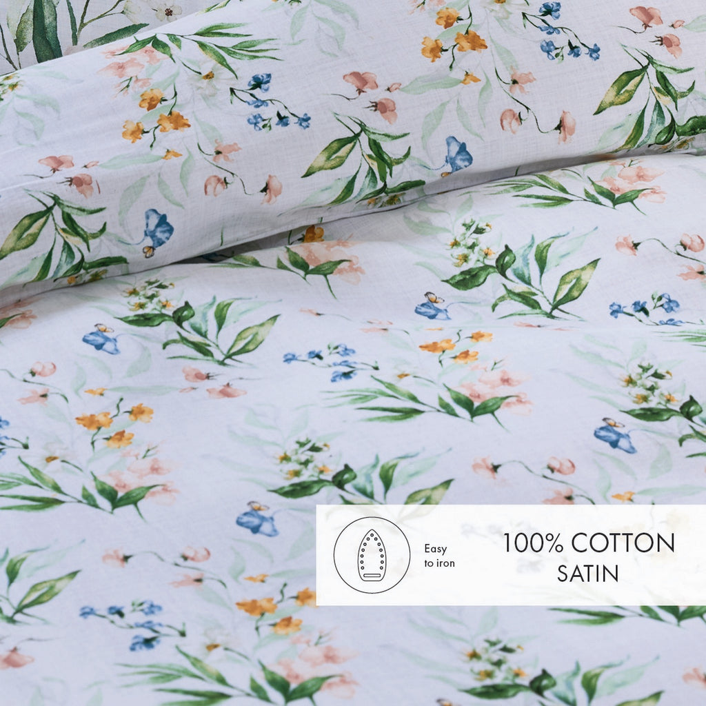 Cotton Sateen Duvet Cover + Pillowcases - White - Belle de Nuit