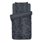 Duvet Cover + Pillowcases Cotton Satin - Dark Gray - Floral Canvas