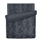Duvet Cover + Pillowcases Cotton Satin - Dark Gray - Floral Canvas