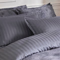 Set Of 2 Cotton Satin Pillowcases - Dark Gray - Floral Canvas