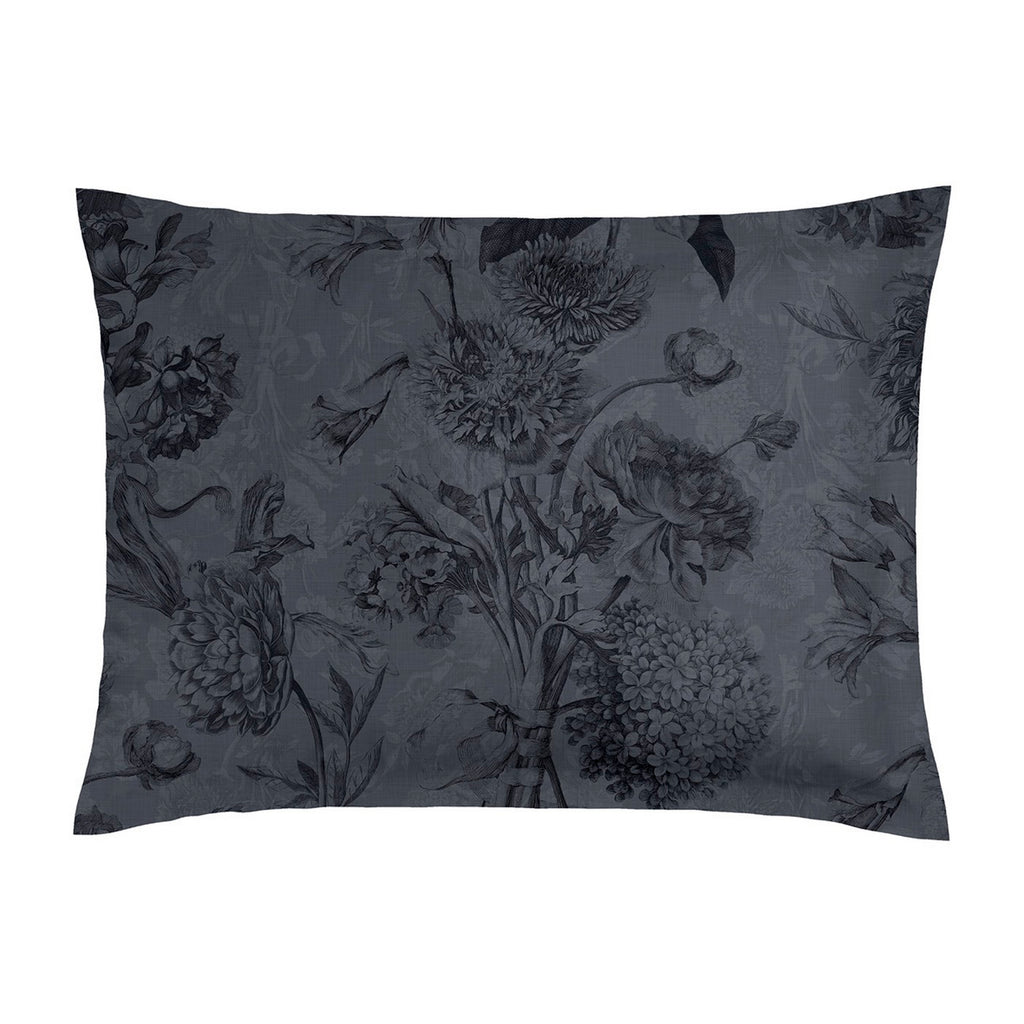 Set Of 2 Cotton Satin Pillowcases - Dark Gray - Floral Canvas