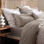 Duvet Cover + Pillowcases Cotton Satin - Taupe - Damask Floralia