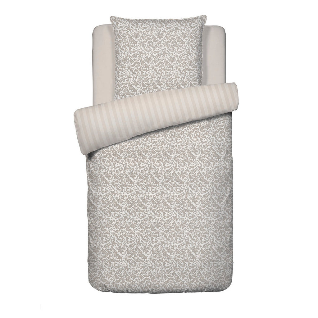 Duvet Cover + Pillowcases Cotton Satin - Taupe - Damask Floralia