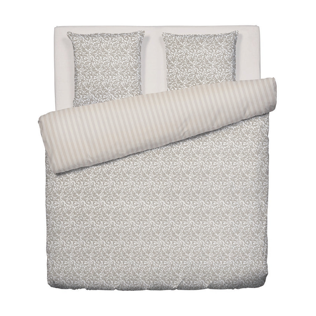 Duvet Cover + Pillowcases Cotton Satin - Taupe - Damask Floralia