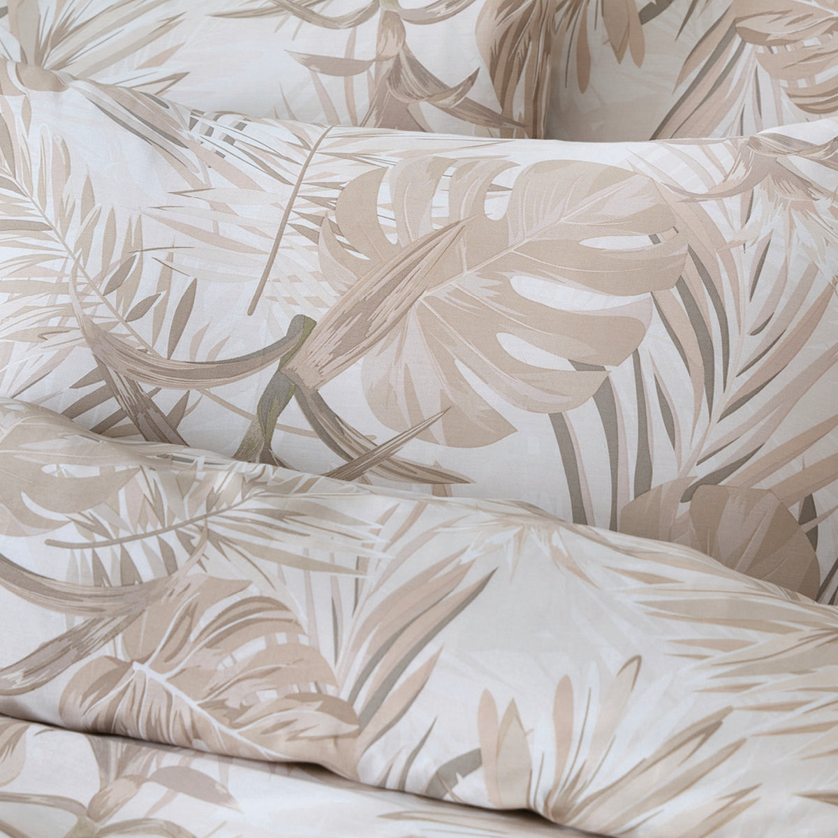 Duvet Cover + Pillowcases Cotton Satin - Light Taupe - Tropical