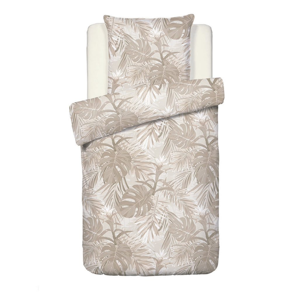 Duvet Cover + Pillowcases Cotton Satin - Light Taupe - Tropical