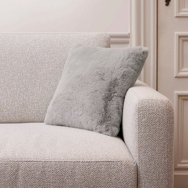 Housse De Coussin Imitation Fourrure - Gris - Uni