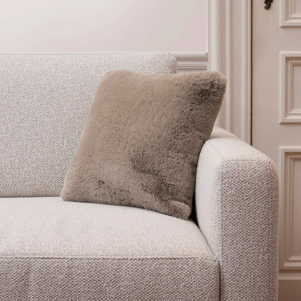 Housse De Coussin Imitation Fourrure - Beige - Uni