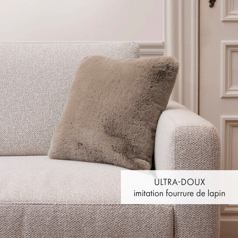 Imitation Fur Cushion Cover - Beige - Plain