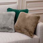 Housse De Coussin Imitation Fourrure - Beige - Uni
