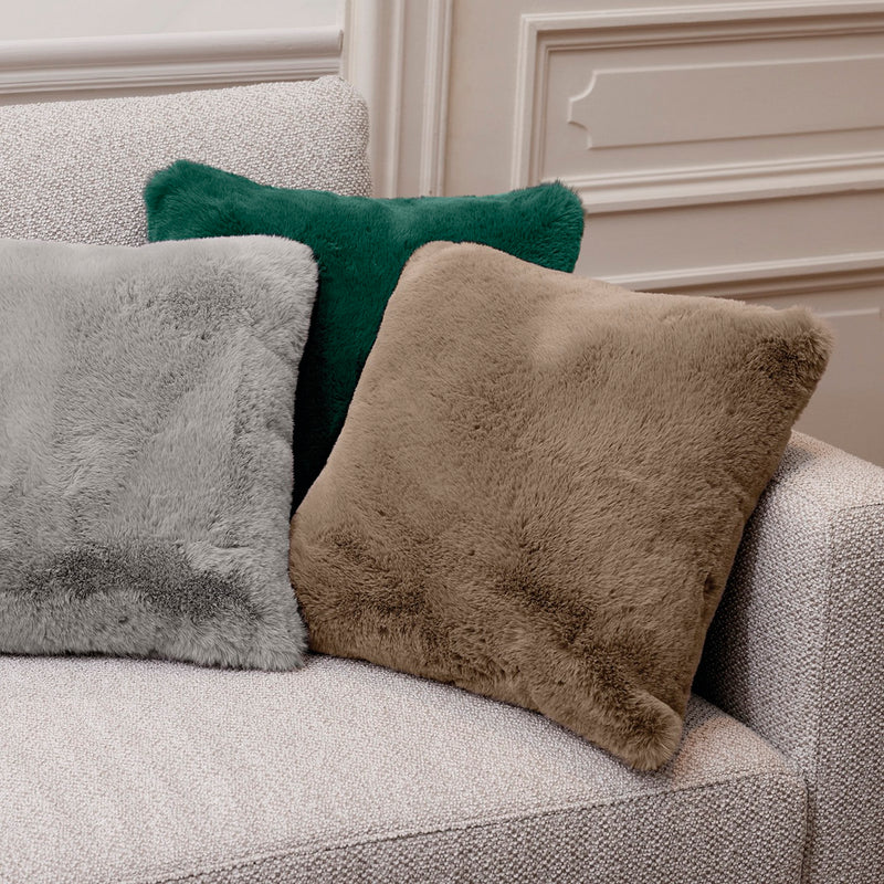 Imitation Fur Cushion Cover - Beige - Plain