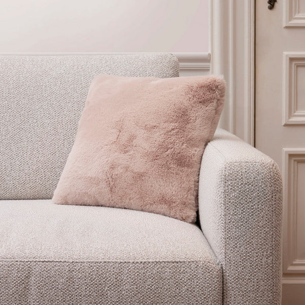 Housse De Coussin Imitation Fourrure - Rose Clair - Uni