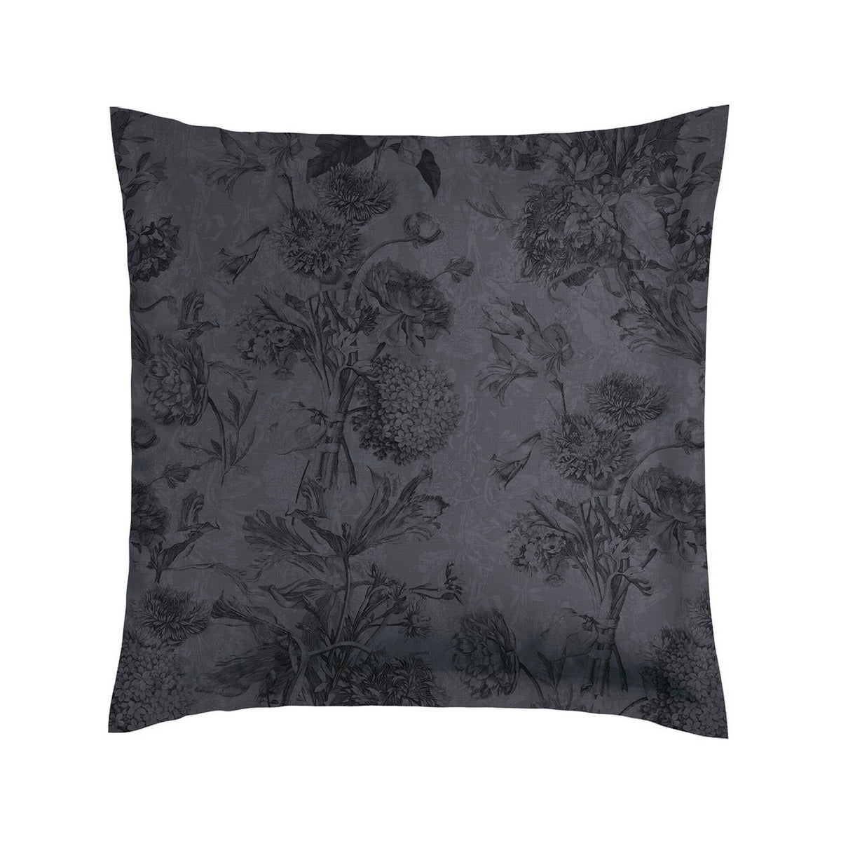 Set Of 2 Cotton Satin Pillowcases - Dark Gray - Floral Canvas