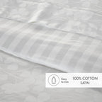 Funda nórdica y fundas de almohada para bebé de satén de algodón tejido jacquard - Blanco - Roble pequeño