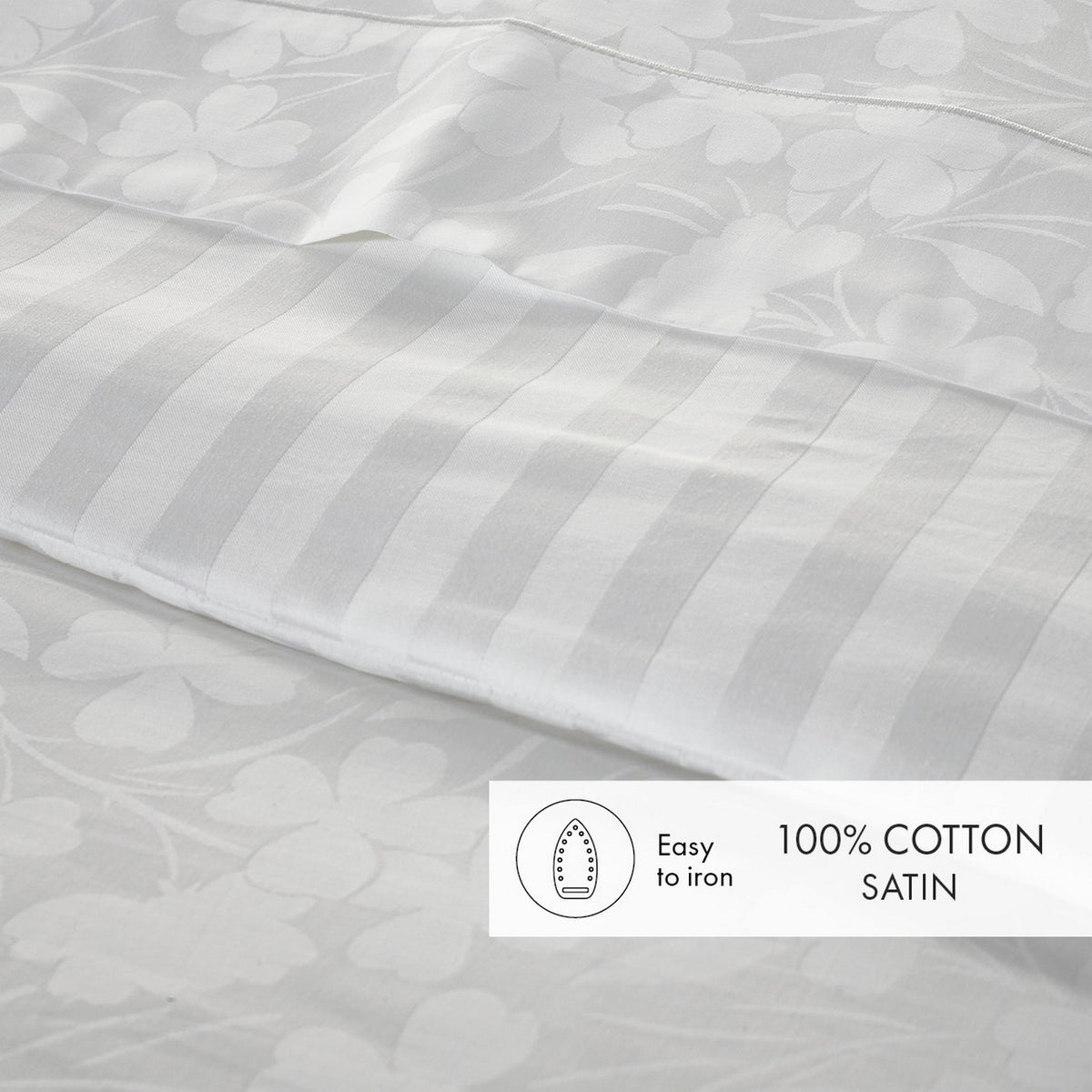 Funda nórdica y fundas de almohada para bebé de satén de algodón tejido jacquard - Blanco - Roble pequeño