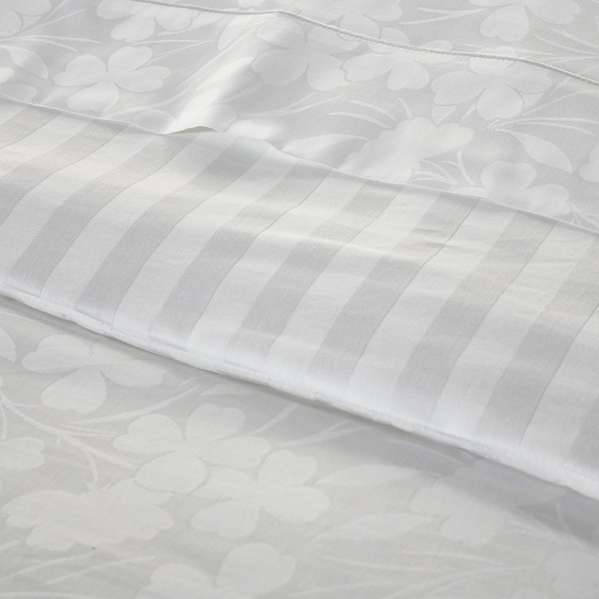 Funda nórdica y fundas de almohada para bebé de satén de algodón tejido jacquard - Blanco - Roble pequeño