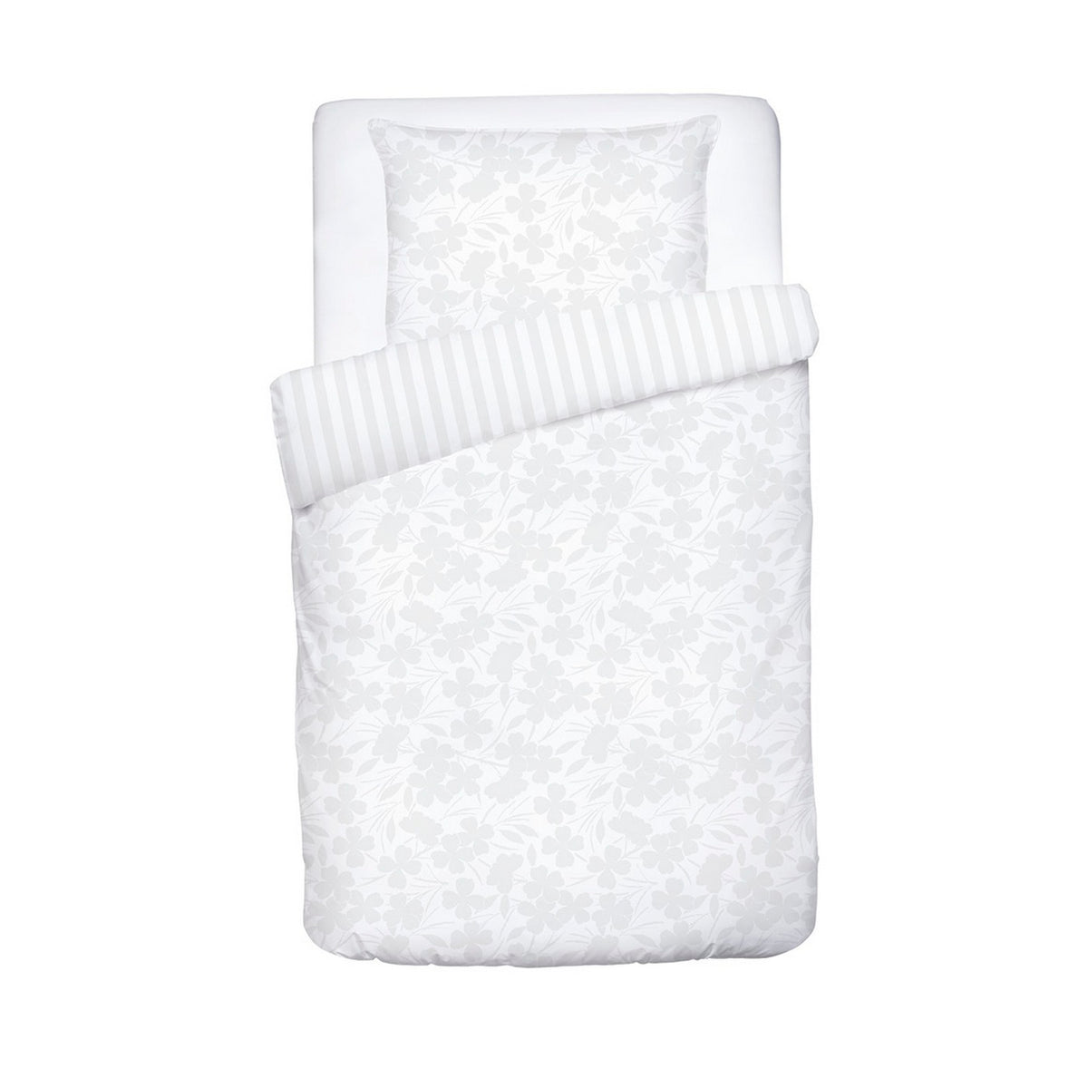 Funda nórdica y fundas de almohada para bebé de satén de algodón tejido jacquard - Blanco - Roble pequeño