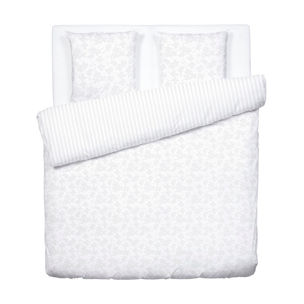 Duvet Cover + Pillowcases Jacquard Woven Cotton Satin - White - Small Oak