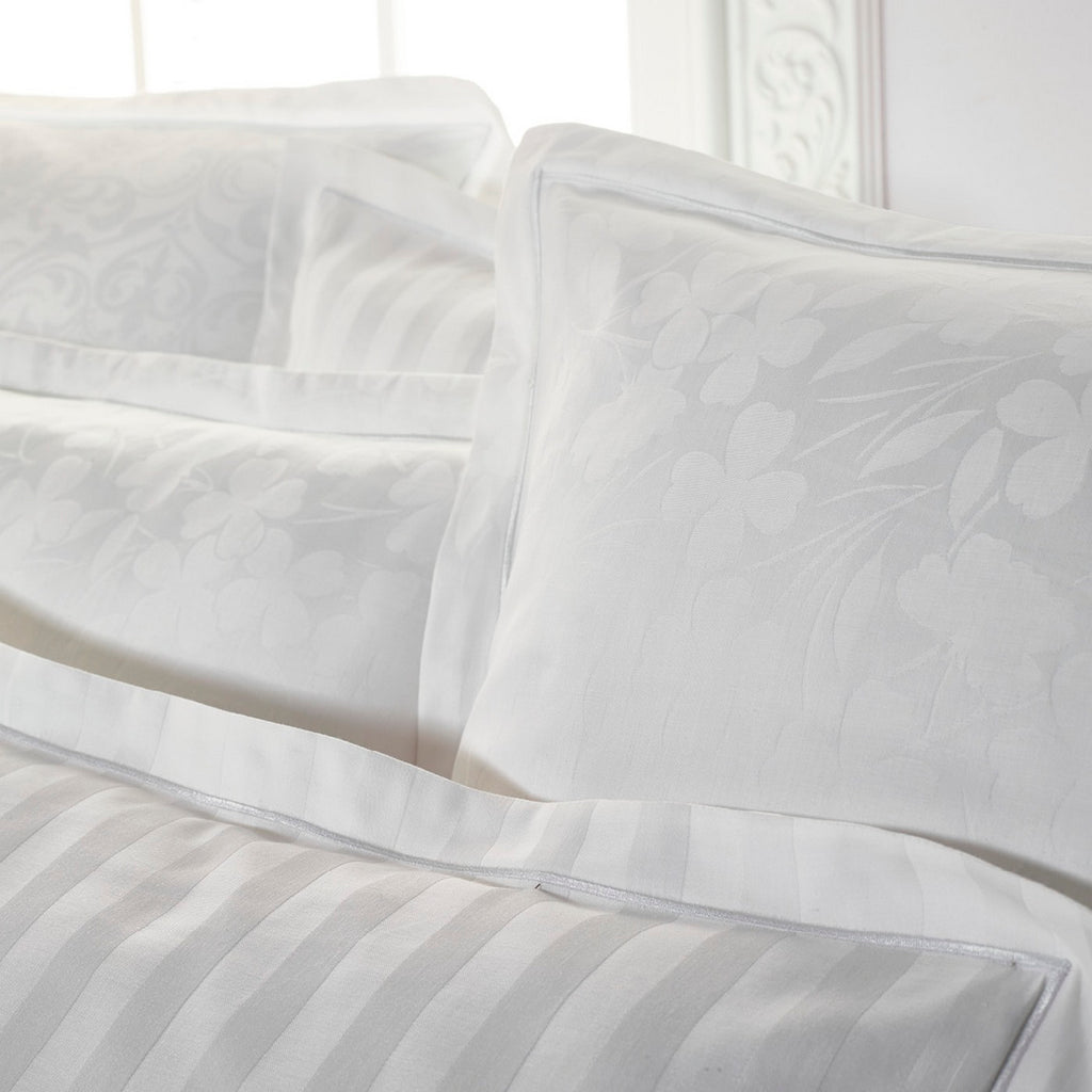 Taie D'Oreiller Satin De Coton Tissé Jacquard - Blanc - Petit Chêne