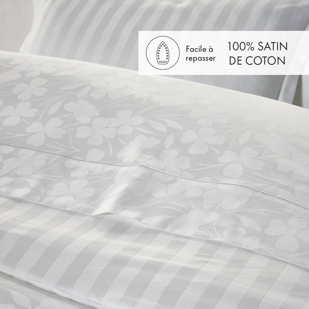 Funda tipo almohada de raso de algodón tejido jacquard - Blanco - Roble pequeño