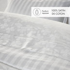Funda tipo almohada de raso de algodón tejido jacquard - Blanco - Roble pequeño