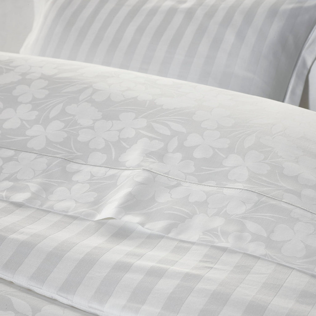 Funda tipo almohada de raso de algodón tejido jacquard - Blanco - Roble pequeño