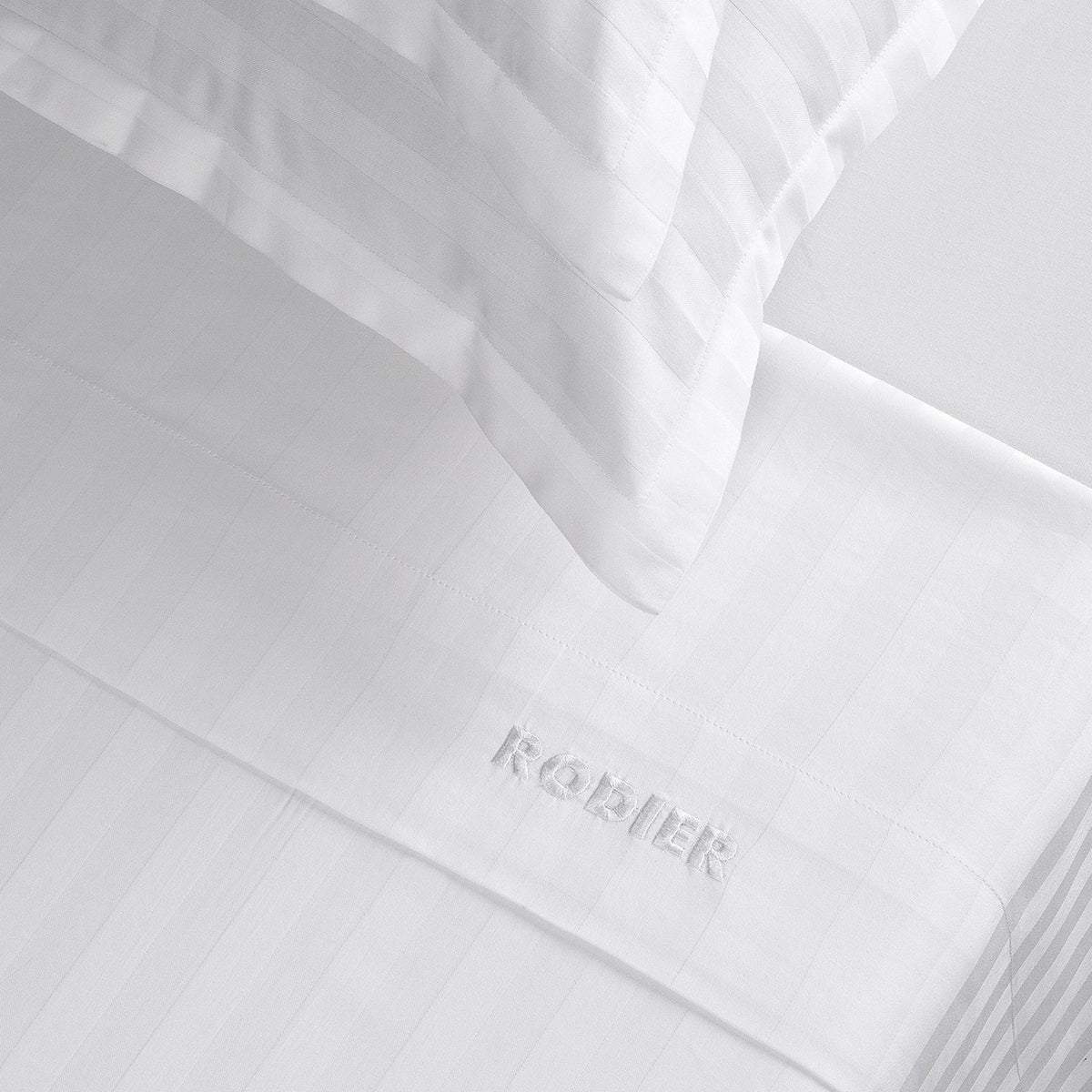 Set di lenzuola in raso di cotone a righe dobby tessute - Bianco - Dobby Stripe Woven