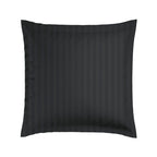 Set Of 2 Dobby Stripe Woven Cotton Satin Pillowcases - Black - Dobby Stripe Woven