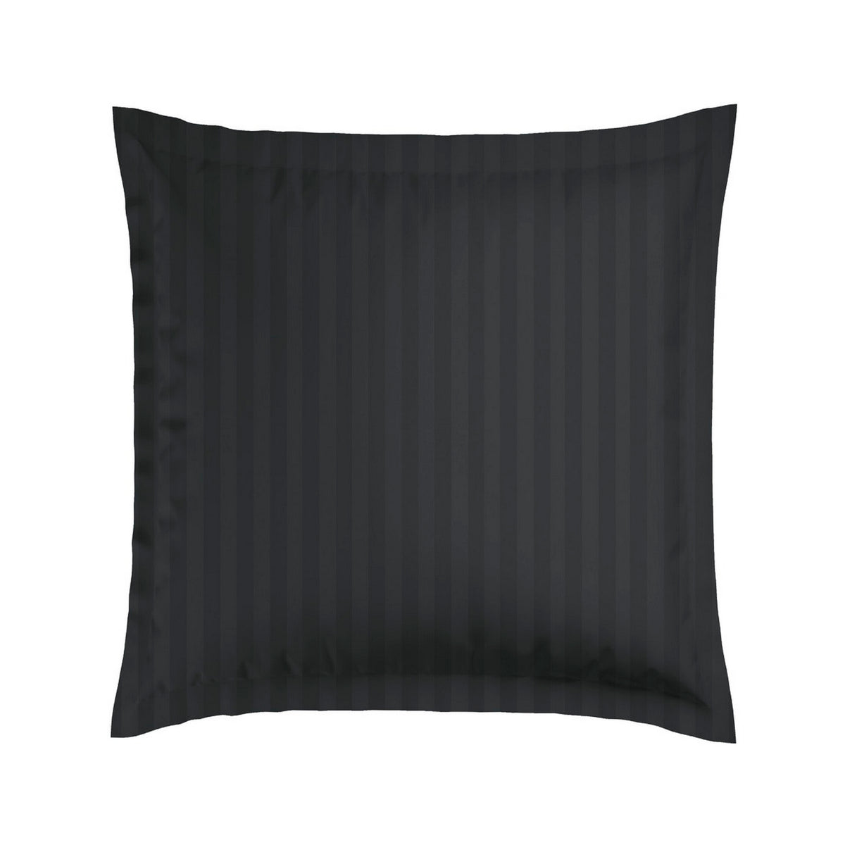 Set Of 2 Dobby Stripe Woven Cotton Satin Pillowcases - Black - Dobby Stripe Woven