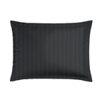 Set Of 2 Dobby Stripe Woven Cotton Satin Pillowcases - Black - Dobby Stripe Woven