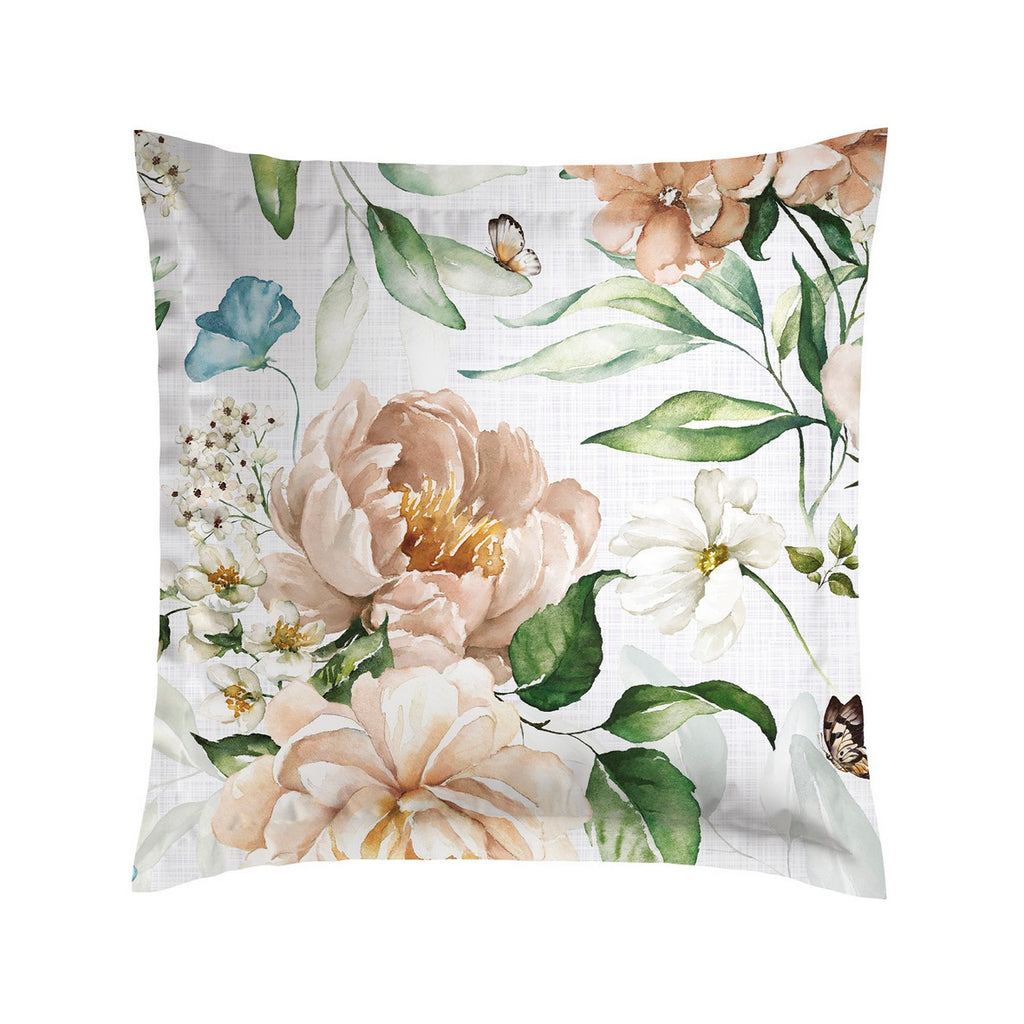 Set De 2 Fundas De Almohada De Satén De Algodón - Blanco - Jardin De Fleurs