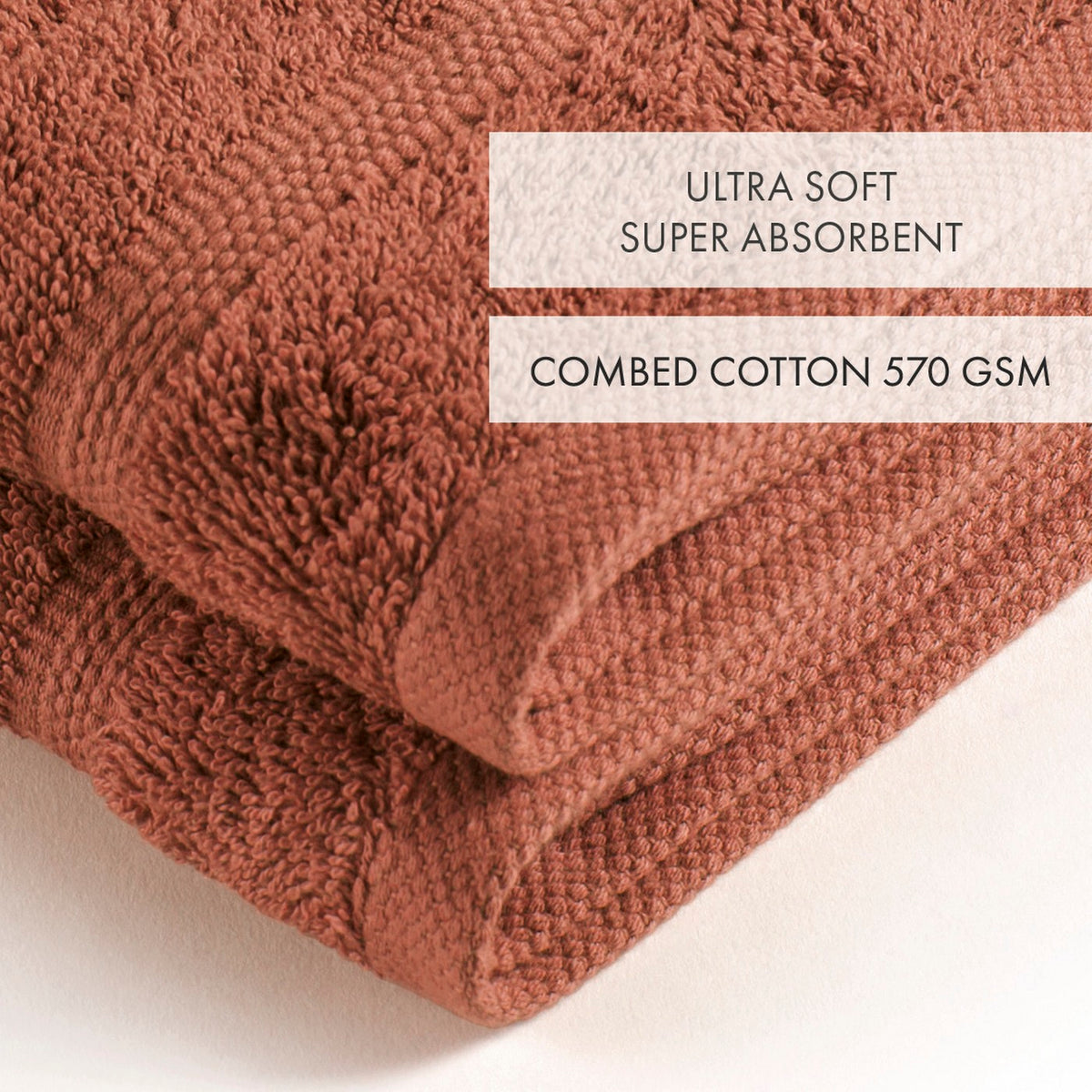 Set Of 2 Hand Towels - Terracotta - Vague