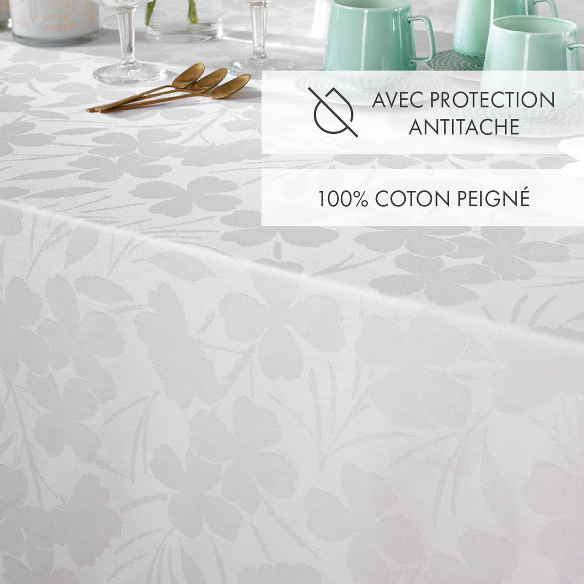 Mantel Tejido Jacquard - Blanco - Petit Chêne