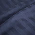 Dobby Stripe Woven Cotton Sateen Duvet Cover + Pillowcases - Dark Blue - Dobby Stripe Woven