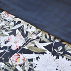 Set Of 2 Cotton Satin Pillowcases - Dark Blue - Floral Night