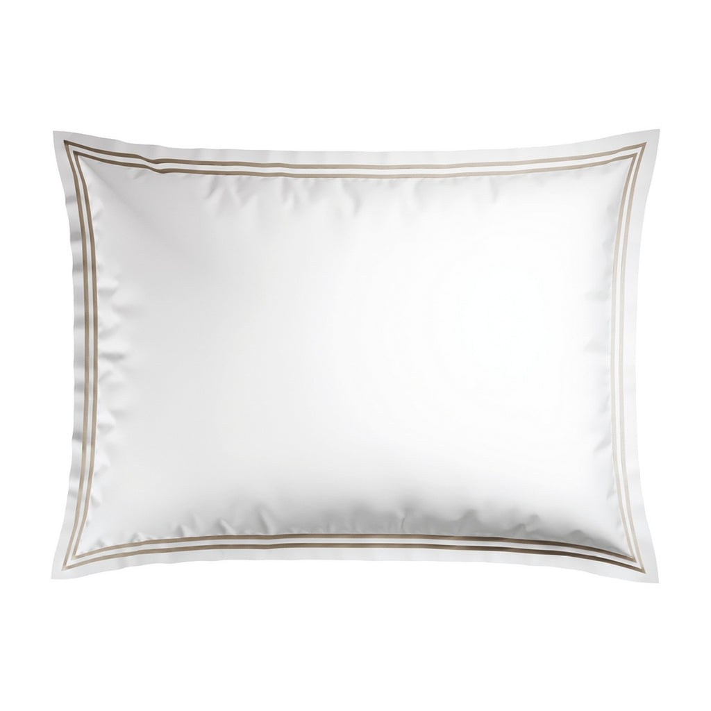 Set Of 2 Cotton Sateen Pillowcases - Taupe / White - Nice