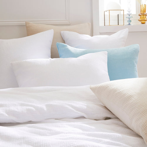 Housse De Couette + Taies Gaze De Coton - Blanc 02 - Uni