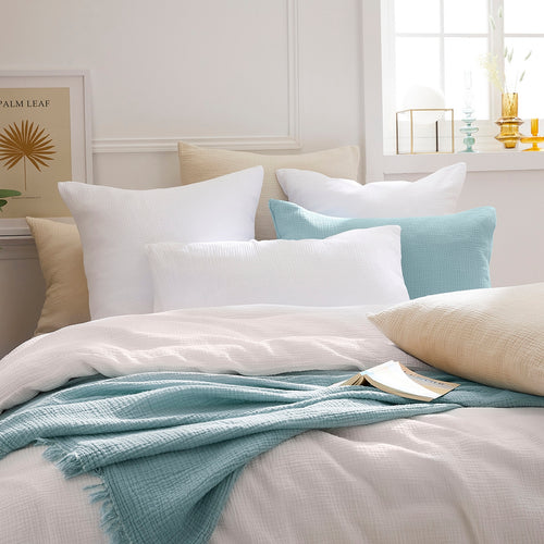Set De 2 Taies D'Oreiller Gaze De Coton - Blanc 02 - Uni