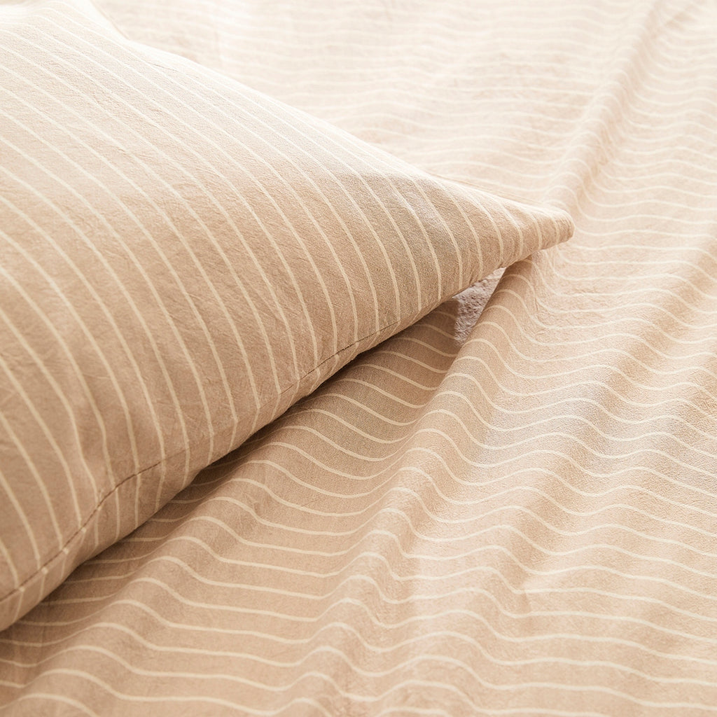 Duvet Cover + Pillowcases Dyed Woven Cotton - Taupe - Columbine