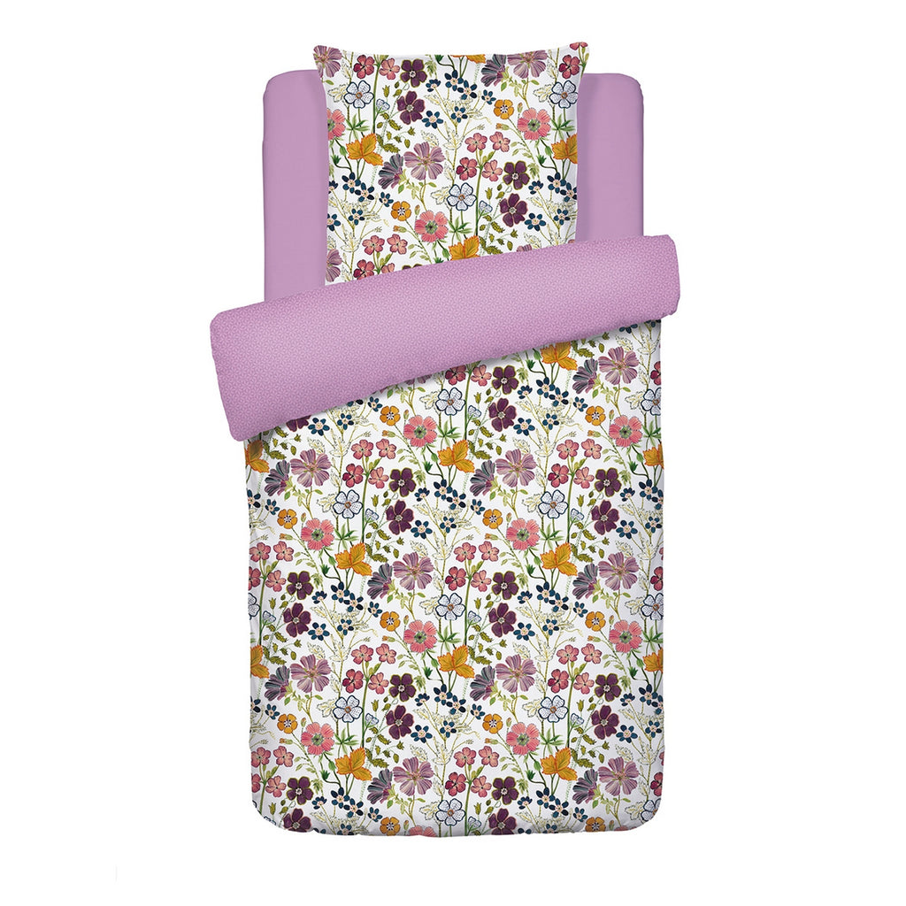 Cotton Sateen Duvet Cover + Pillowcases - White - Vintage Flowers