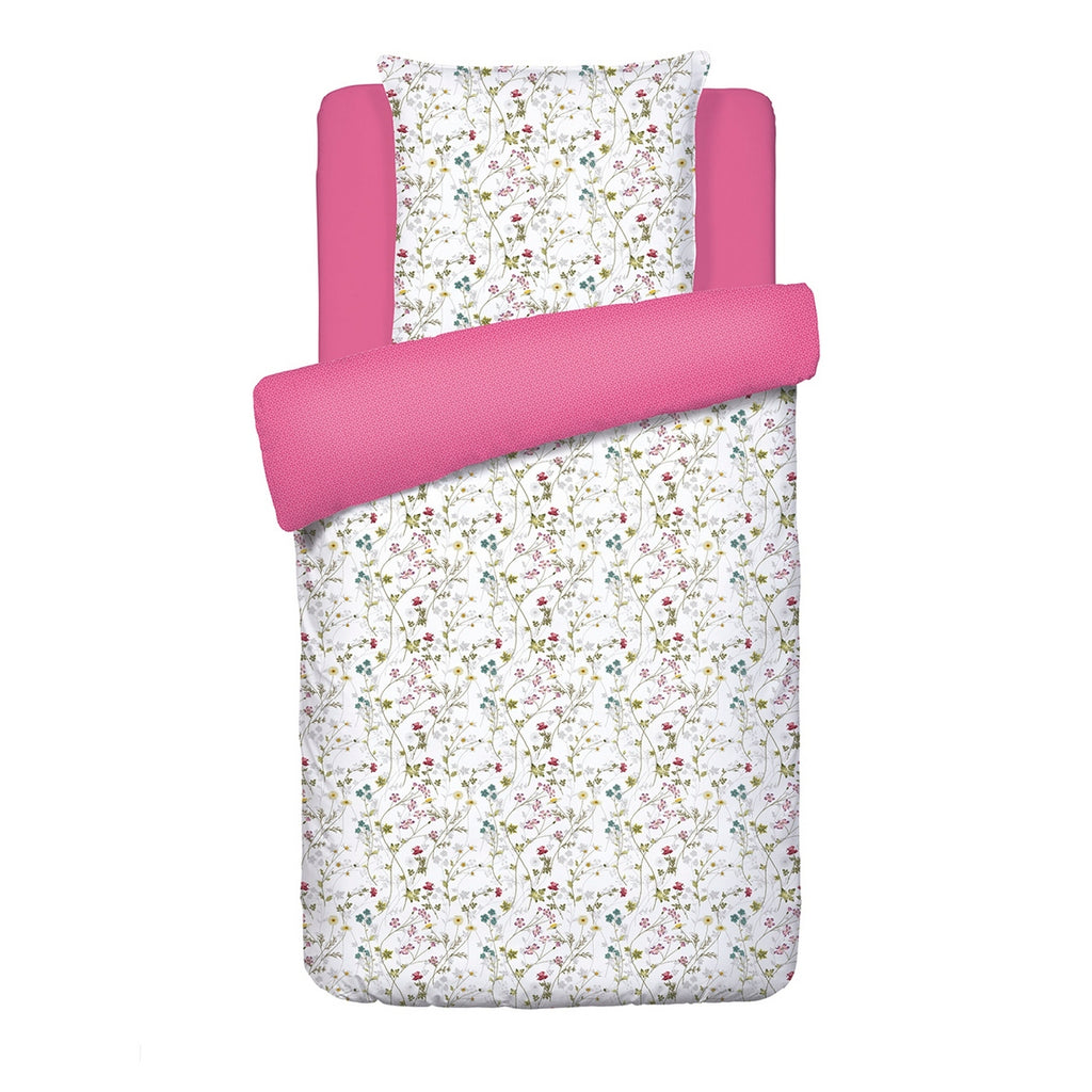 Cotton Sateen Duvet Cover + Pillowcases - White - Wildflowers