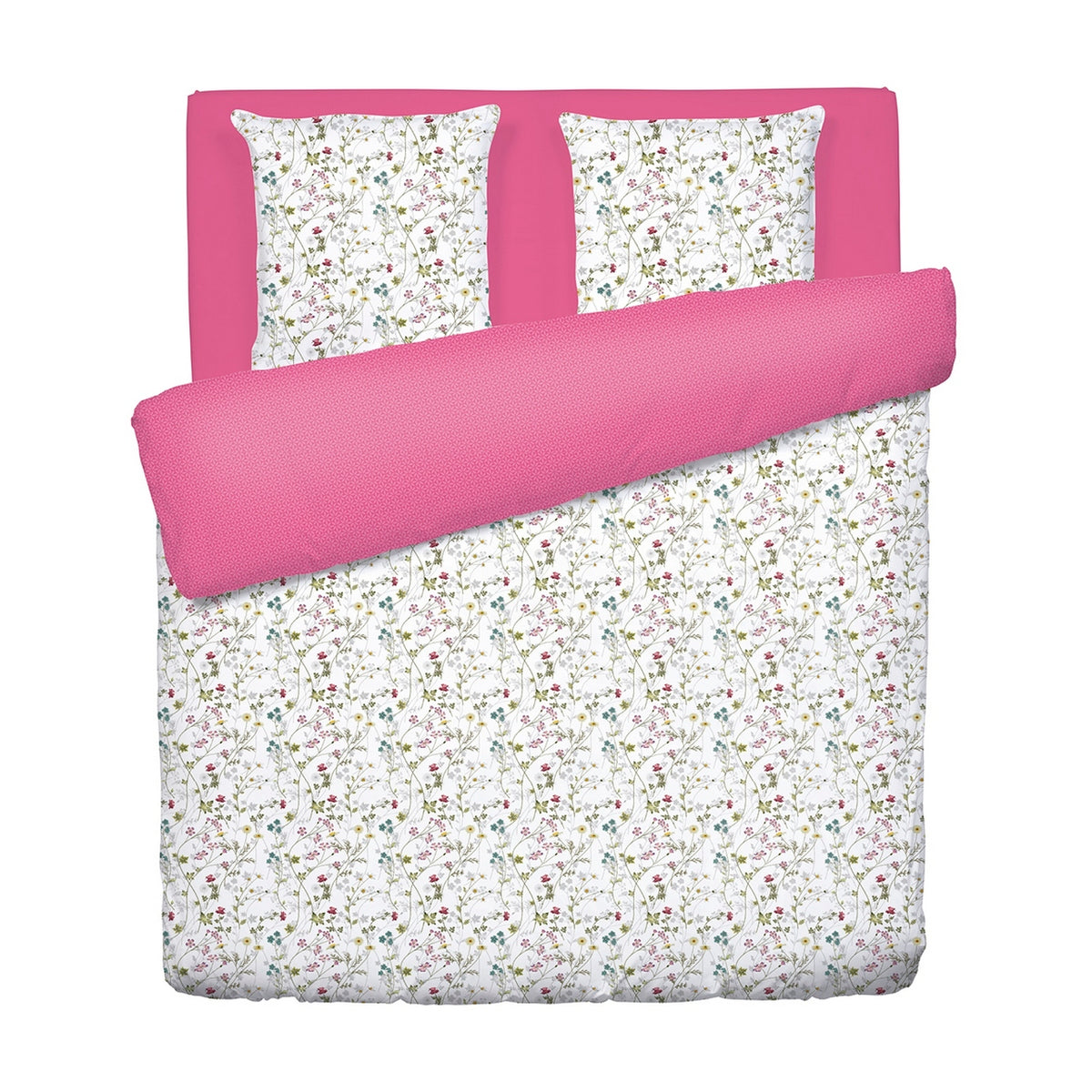 Cotton Sateen Duvet Cover + Pillowcases - White - Wildflowers