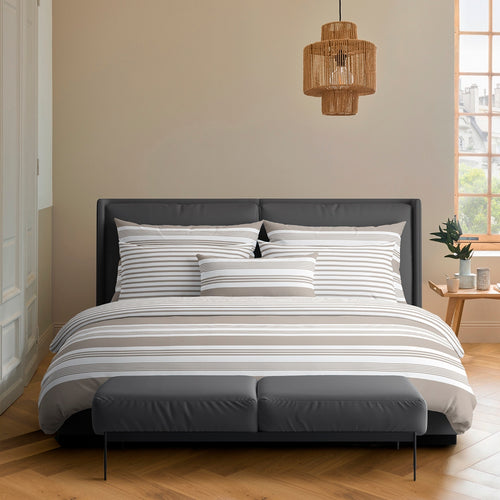 Housse De Couette + Taies D'Oreiller Satin De Coton - Taupe - Léna