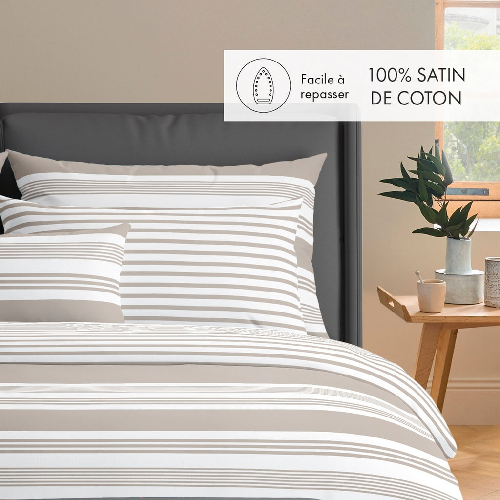 Juego De 2 Fundas De Almohada De Satén De Algodón - Topo - Léna