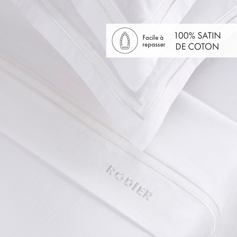 Cotton Satin Sheet Set - White / White - Nice