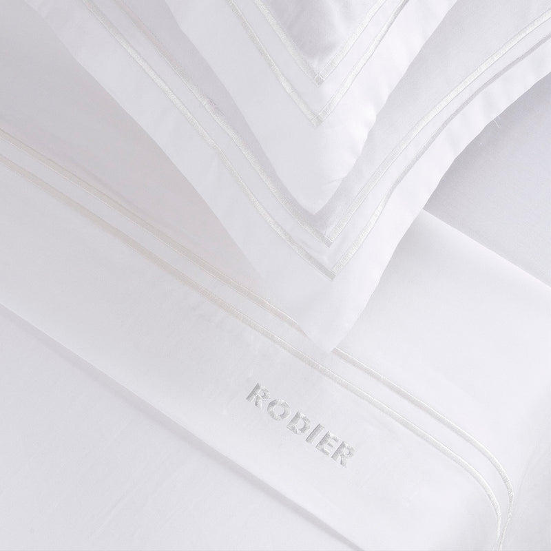 Cotton Satin Sheet Set - White / White - Nice