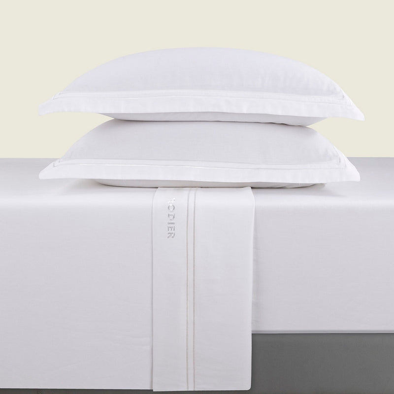 Cotton Satin Sheet Set - White / White - Nice