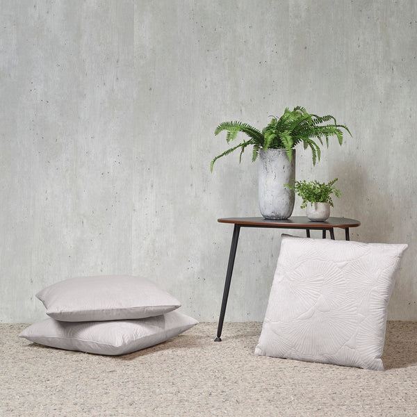 Housse De Coussin Fleur Ciselé - Taupe - Uni