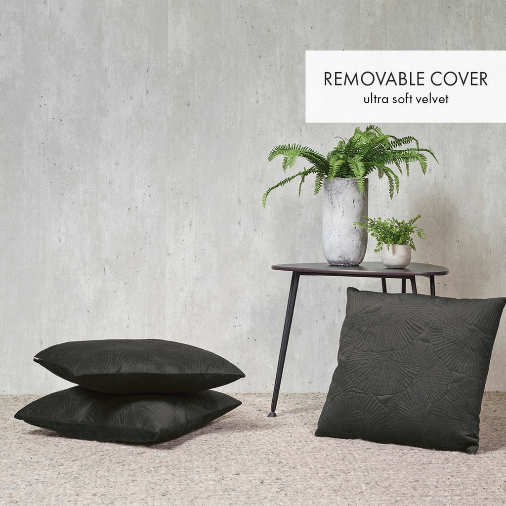 Chiseled Flower Cushion Cover - Anthracite - Plain